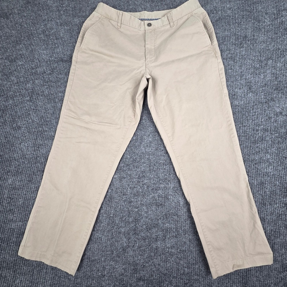 BONOBOS NEW YORK Mens Chino Pants Khaki Cotton Blend Flat Front Size 35 30